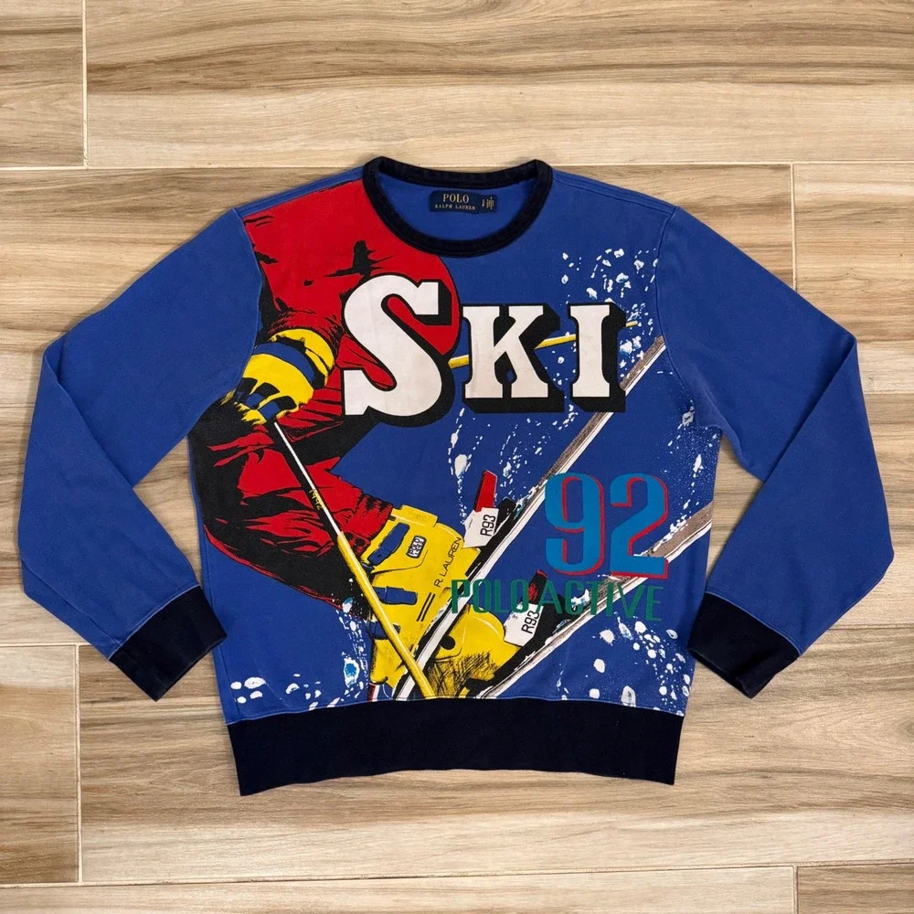 Polo Ralph Lauren Ski 92 Graphic Sweatshirt Blue Polo Active Mens Small